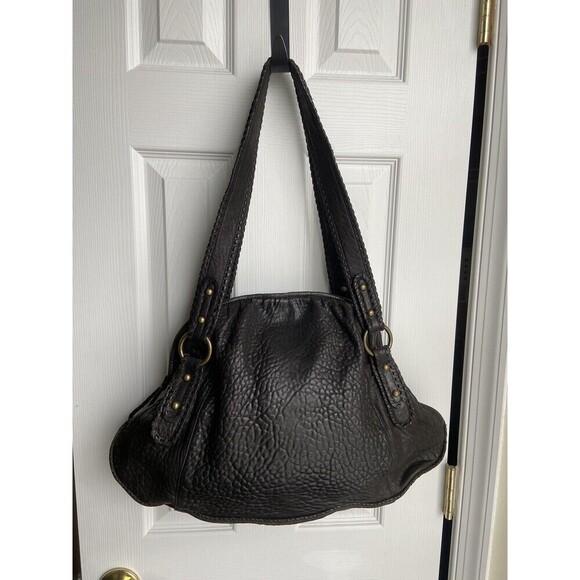 HOBO International Leather Handbag Black Shoulder Boho Tote Bag - Picture 2 of 15